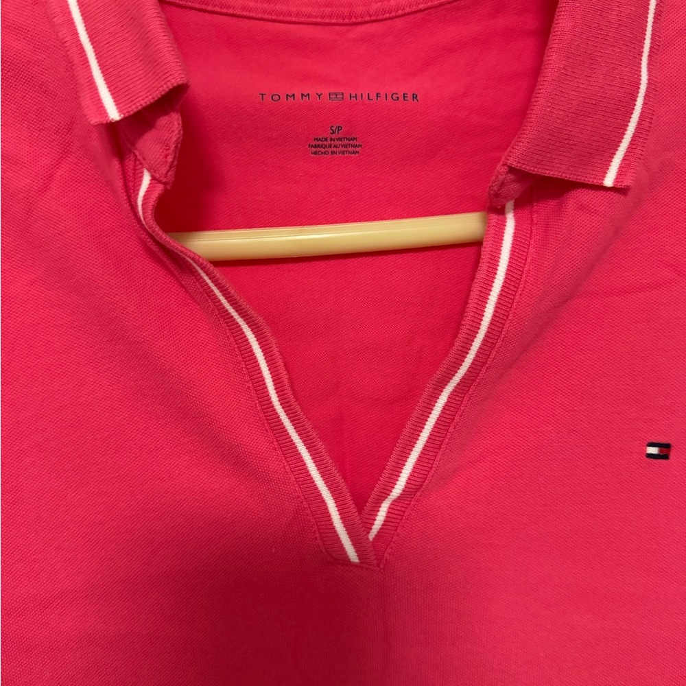 Tommy Hilfiger Womens Small Bright Pink Coral Collared Polo Dress